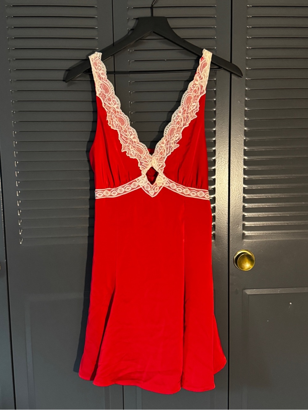 Wild Fable Red Slip with Cream Lace Trim